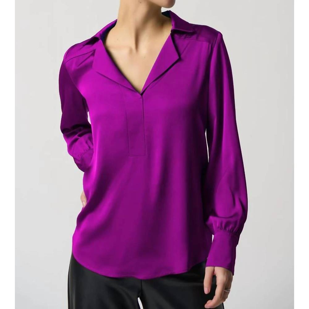 NEW JOSEPH RIBKOFF notched collar top in opulence